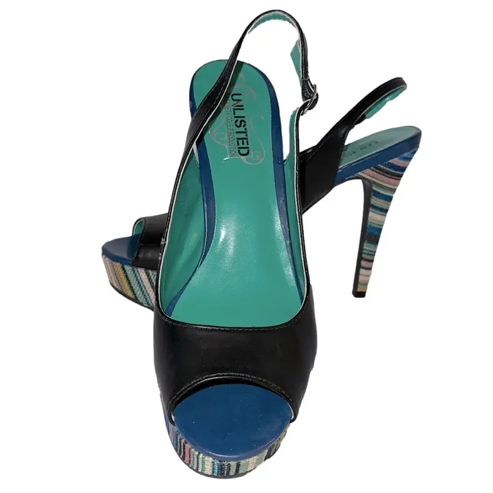 Unlisted by Kenneth Cole Make the Grade Slingback Platform Heels Size 8.5M - EUC